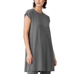 NWT Eileen fisher dark gray crew neck boxy t-shirt dress relaxed casual cotton S